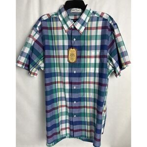 Cremieux Men's Shirt Sz XL Indian Madras Plaid Cotton Short Sleeve Multi E20